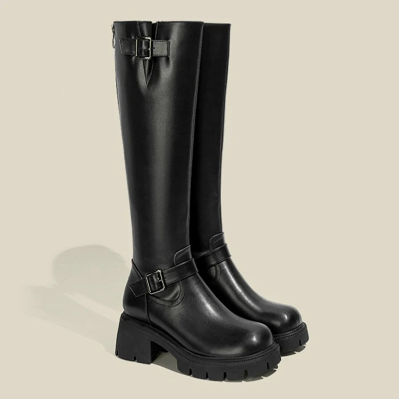 

High Boots for Women High Heels Fashion Shoes Chunky Dress Winter Boots New2025 Designer Luxury Knee High Chelsea Botas Femme