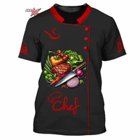 Divertido uniforme de trabajo de Chef, camisetas con estampado personalizado, camisetas informales holgadas con cuello redondo, camisetas de manga corta a la moda para cocinero de gran tamaño