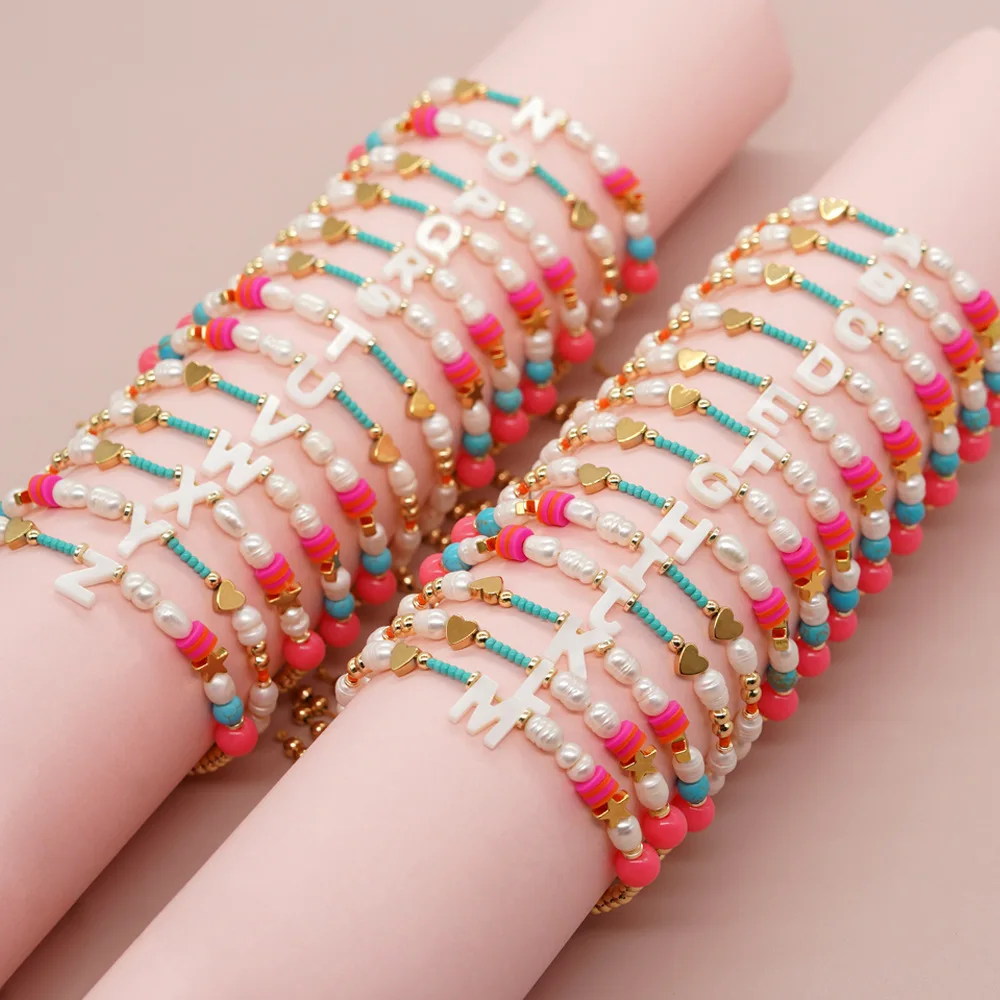 

10 Pieces Shell letter Charms Handmade Red cotton Chain Classic Women Jewelry Gift Classic Jewelry Gift