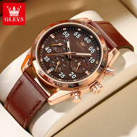 OLEVS TY703 Brand Exclusive Quartz Watch Men Fashion Leather Strap Classic Chronograph Calendar Waterproof Luminous Man Watch