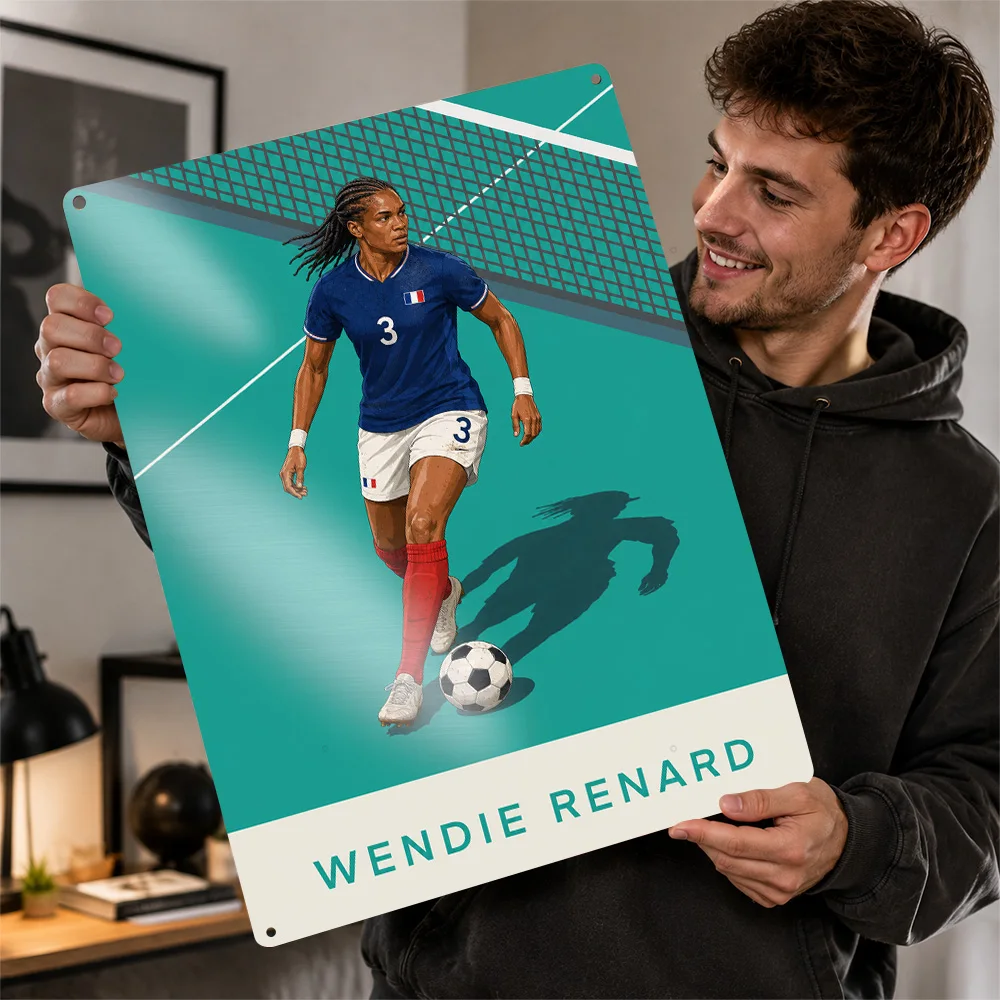 Wendie Renard Football Textured Poster Personalized Aluminum Metal Sign Matchday Hero Style Wall Art Made For Loyal Supporters