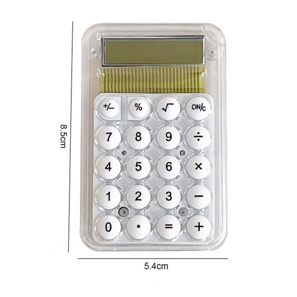 8 Cijfers Display Mini Calculator Stilte Breedbeeld Studenten Draagbare Transparante Elektronische Rekenmachine Dagelijks Gebruik