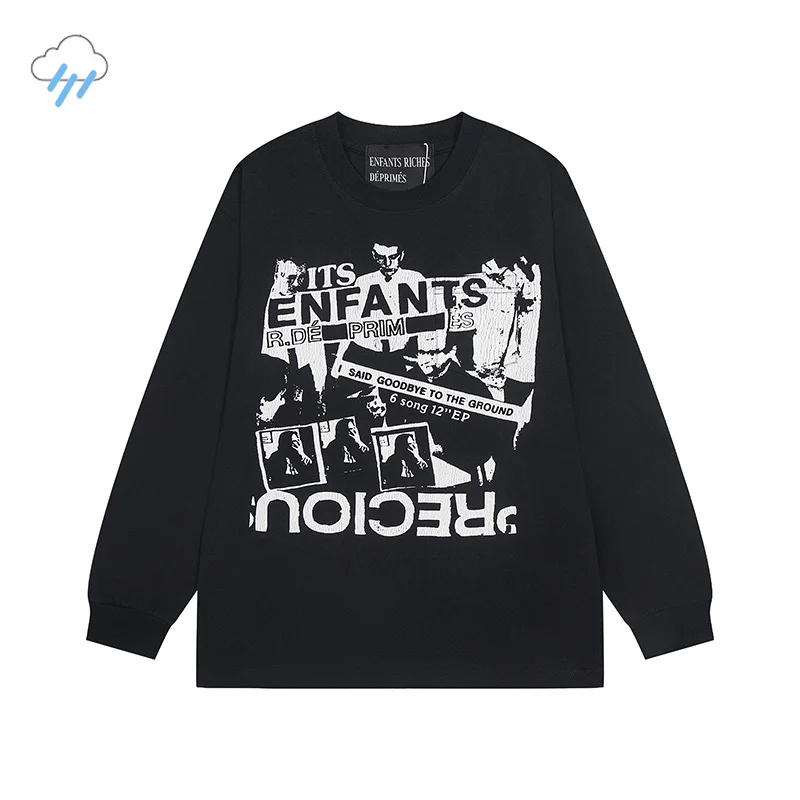 2024 Streetwear Oversized ERD Long Sleeved T-Shirt Men Women Logo Graphics Crack Printing Enfants Riches Deprimes T Shirt Top