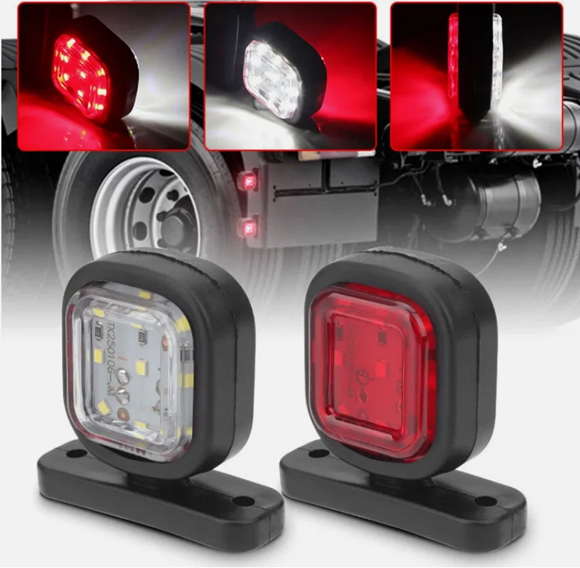 

2PCS Outline Side Light Dual Color Truck Trailer LED Lights Lighting Van Rear Tail Side Marker Indicator Lamp 12V 24V for Truck