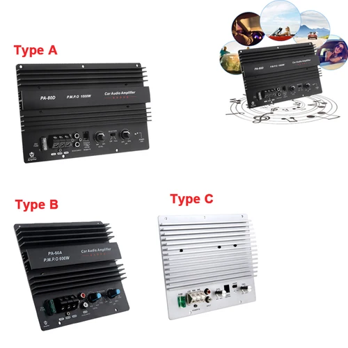 Subwoofer de 12V, amplificador de alta potencia de 600W/1000W para reproductor de coche, placa amplificadora de graves, altavoces para coche