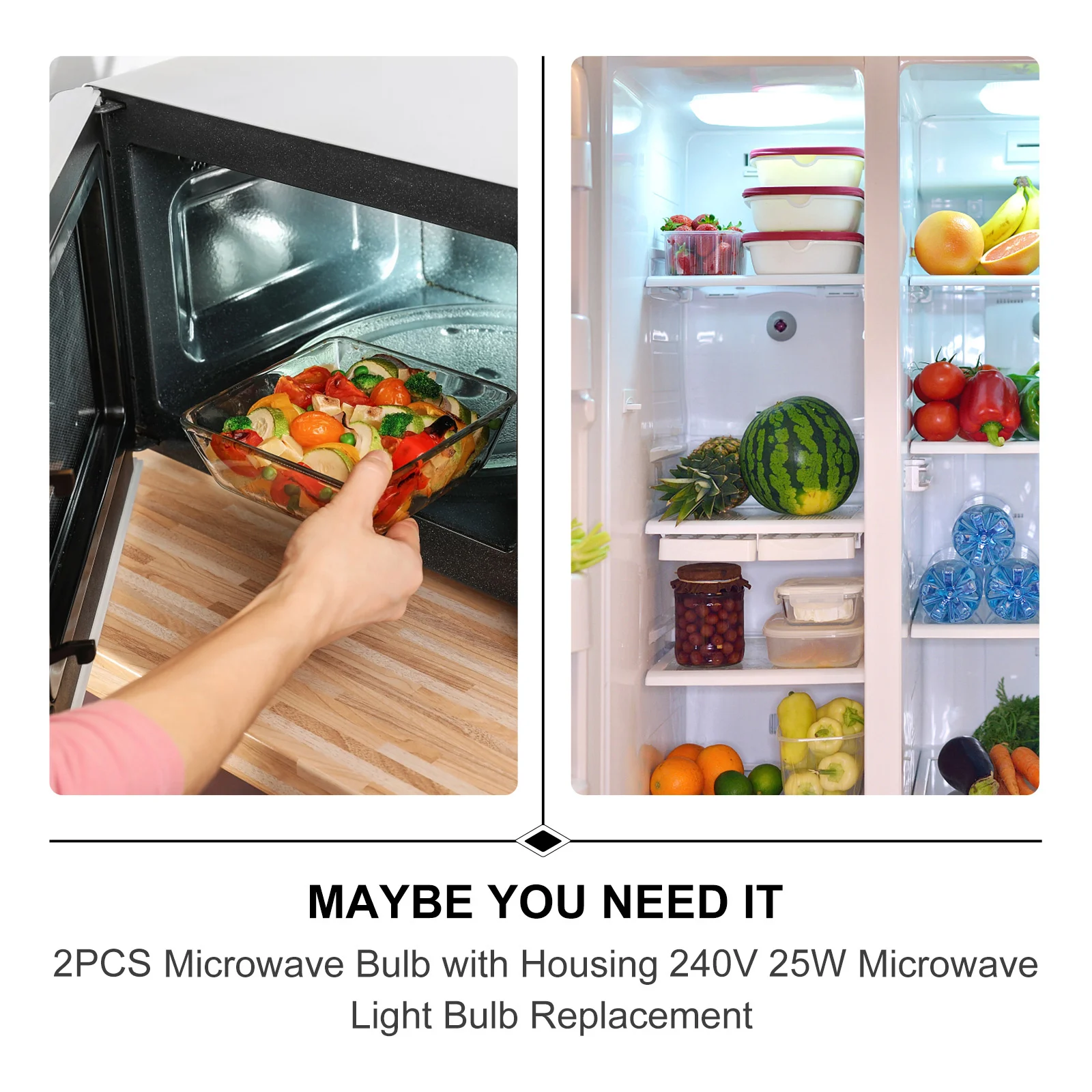 2Pcs Light Bulb Heat-Resistant Microwave Oven Refrigerator Replacement Lamp 25W Appliance Bulb Fridge Lamp Long Lifespan