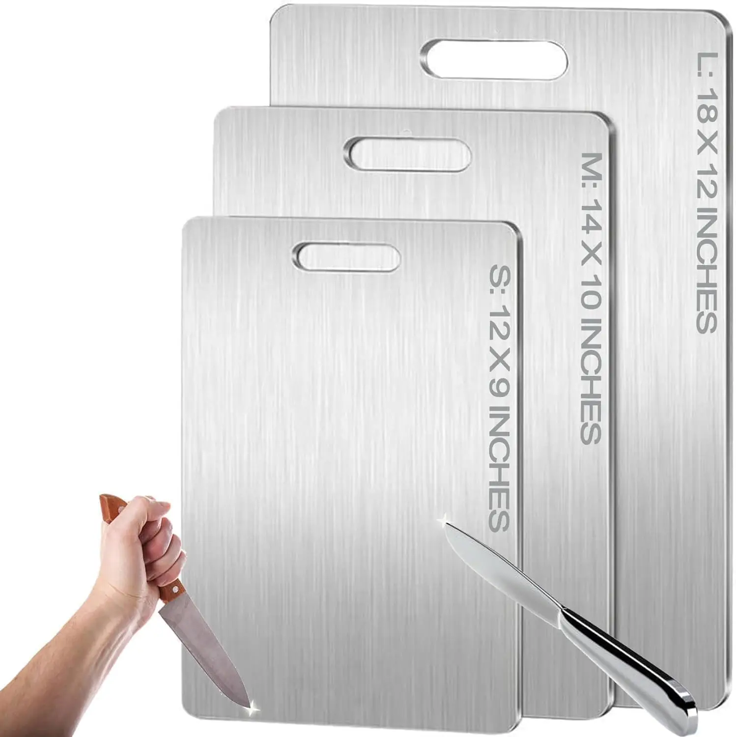

Pure Titanium Cutting Board - Double-Sided Non-Toxic Kitchen Chopping Board, Dishwasher Safe (14"L x 10"W)