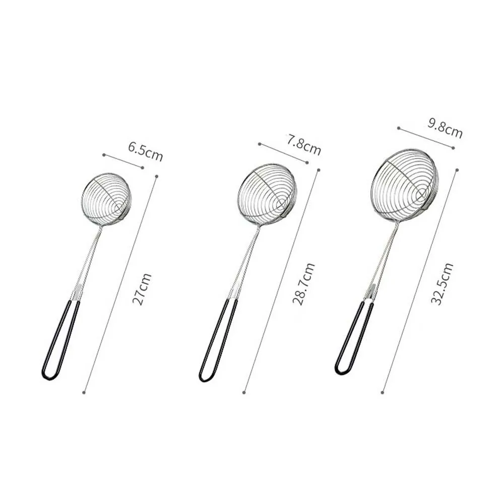 3 Sizes Stainless Steel Spider Strainer Skimmer Spoon Long Handle Wire Skimmer ladle for Kitchen Frying and Cooking, Pasta, Chip