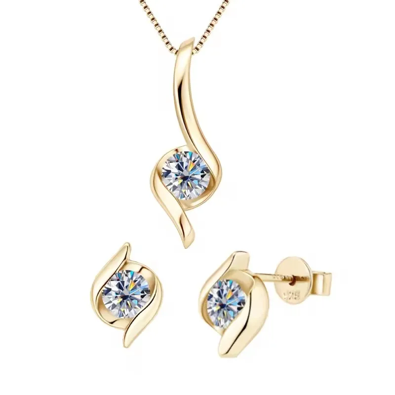 Sterling Silber 925 echter Moissanit Schmuckset für Frauen 2,0 ctw D Farbe Labordiamant Ohrstecker Anhänger Halskette Sets Geschenk – Detail 8