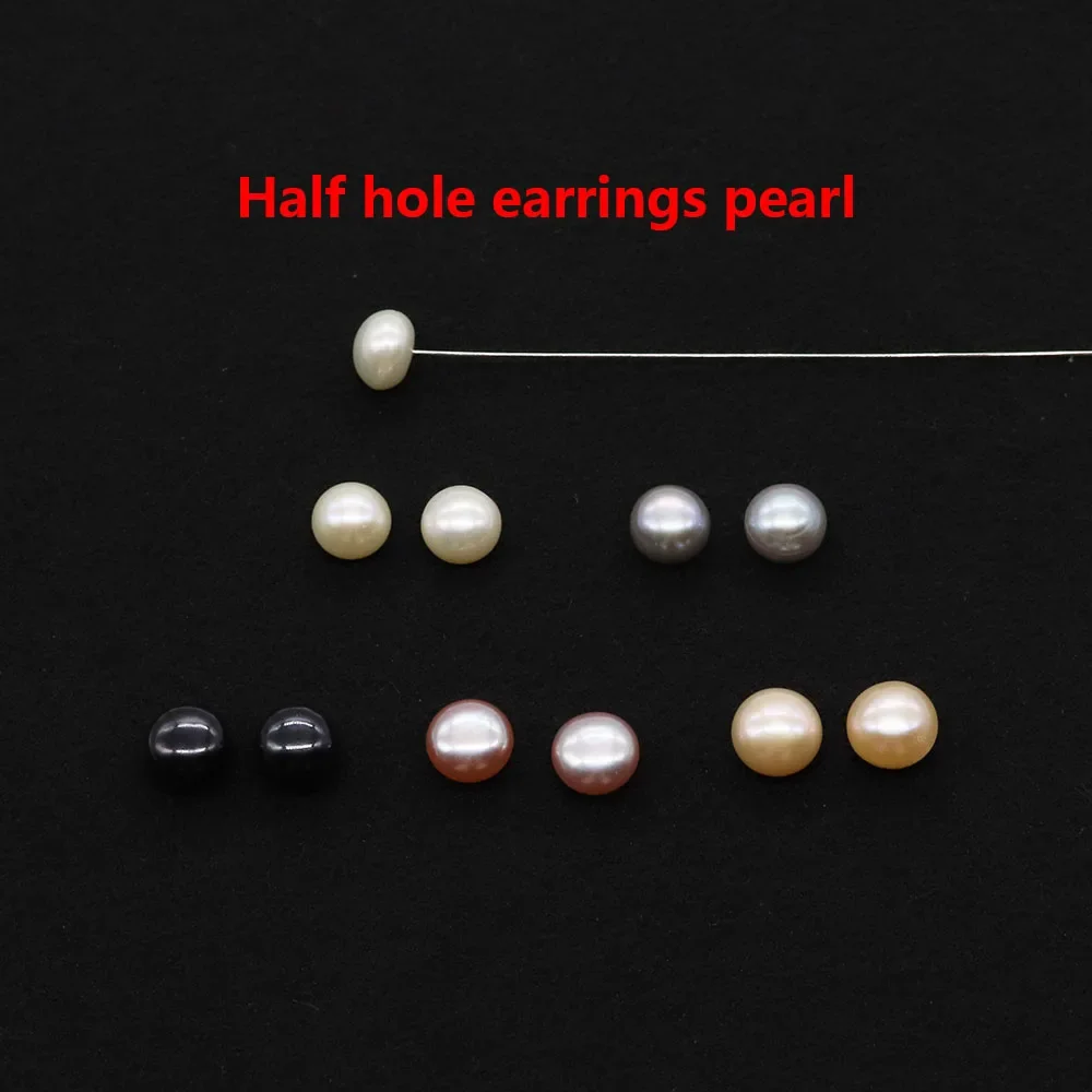 Bread Shape Beads Natural Freshwater Pearls Half Hole Diy Jewelry Making Women\'s Earrings Necklace Pendant Accessories