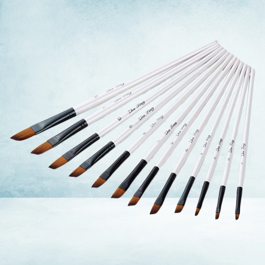 

12pcs Brushes Set Long Handle Bamboo Art Oil Acrylic Watercolor Oil Painting Brush Set Face Body Kids Beginners Artists
