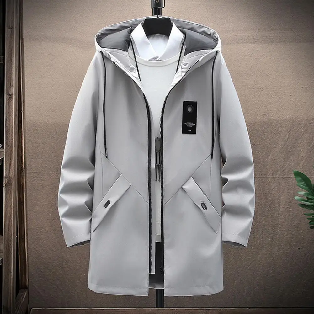Mens Casual Long Jackets And Coats 2025 Hooded Streetwear Hip Hop Windbreaker Outwear Size M-3XL Coat Zipper Placket Windbreaker