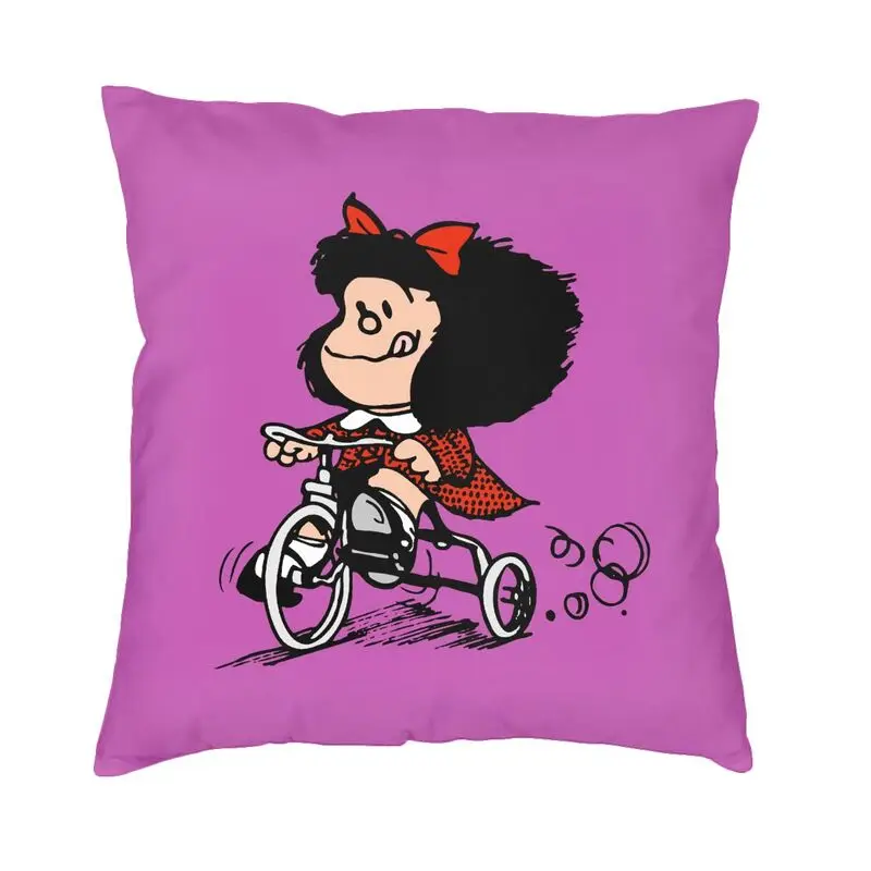 Mafalda Argentine Cartoon Quino Comic Square Pillowcover Home Decor Cushion Cover Throw Pillow for Sofa Double-sided Printing