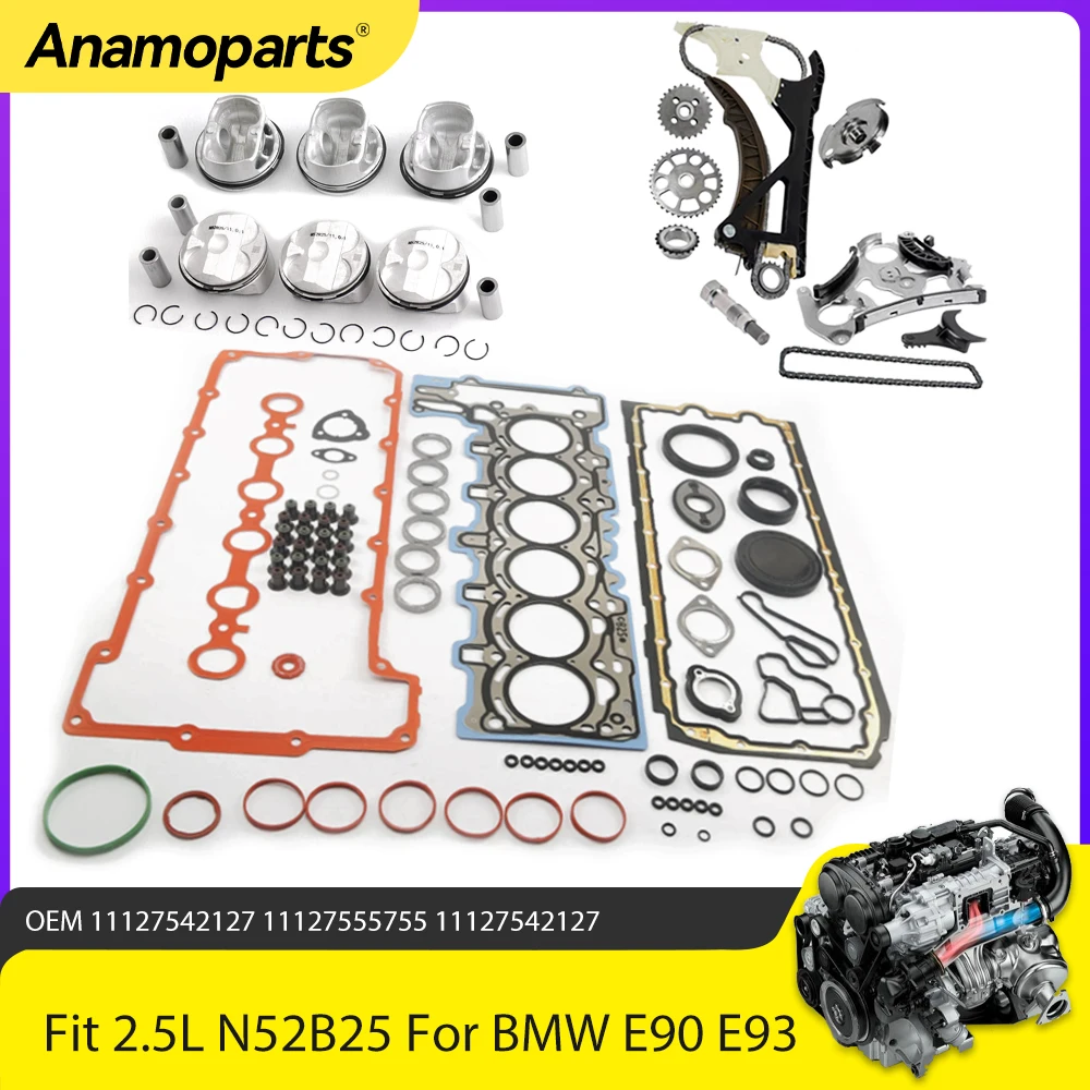 

Engine Part Full Gasket Set Piston Timing Chain Kit Fit 2.5L L6 Gas N52B25 For BMW X3 Z4 E90 E93 E92 E60 E61 E85 E83 E89 2.5 L