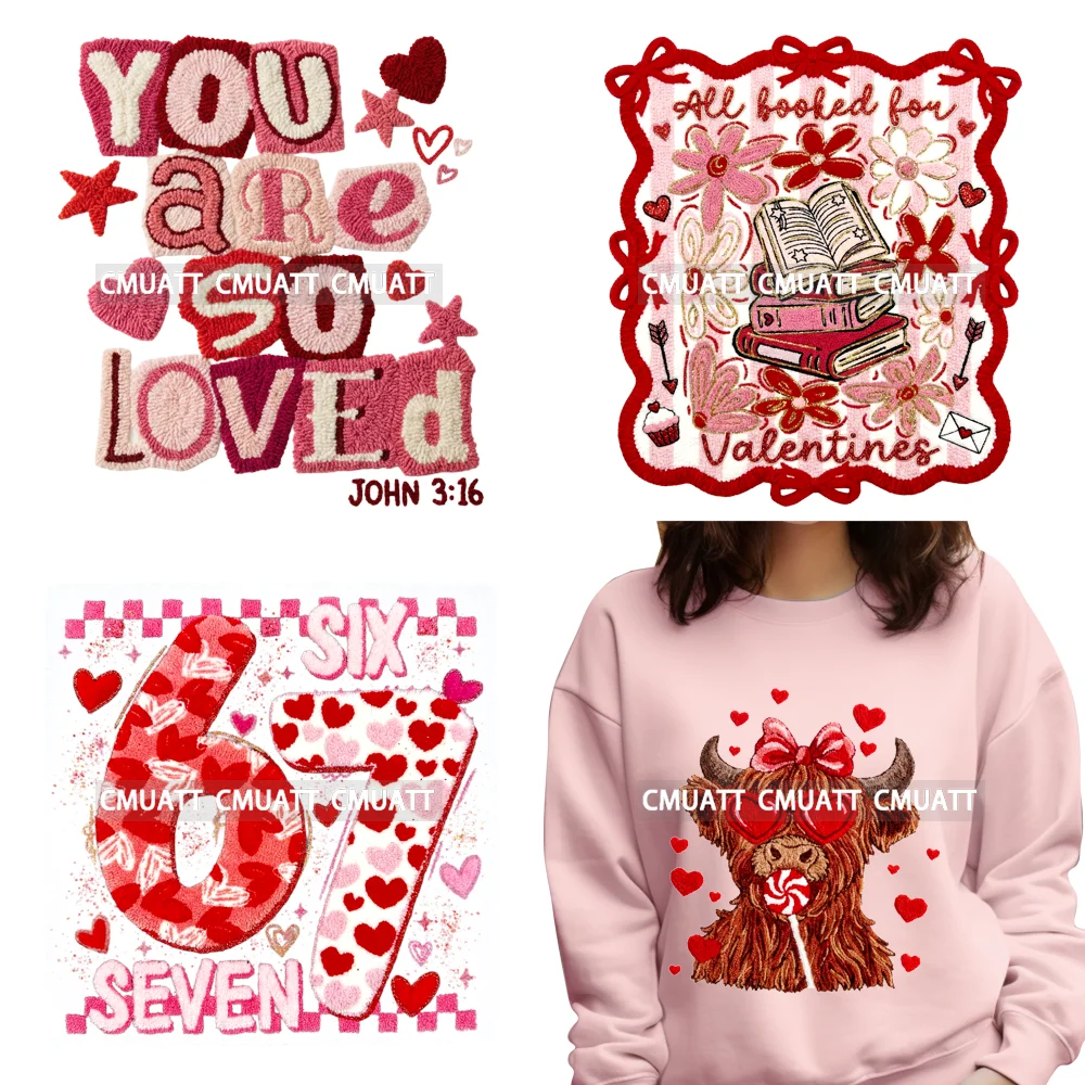 

Latch Hook Yarn Xoxo Six Seven So Loved Coquette Valentines Day Iron on DTF Heat Transfers Stickers Ready to Press for Clothing
