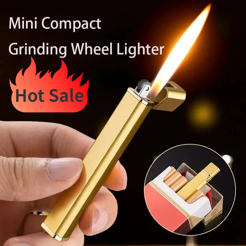 Latest Slim Portable Classic Grinding Wheel Metal Butane Gas Lighter Unusual Open Flame Mini Can Be Used as a Gift for Women