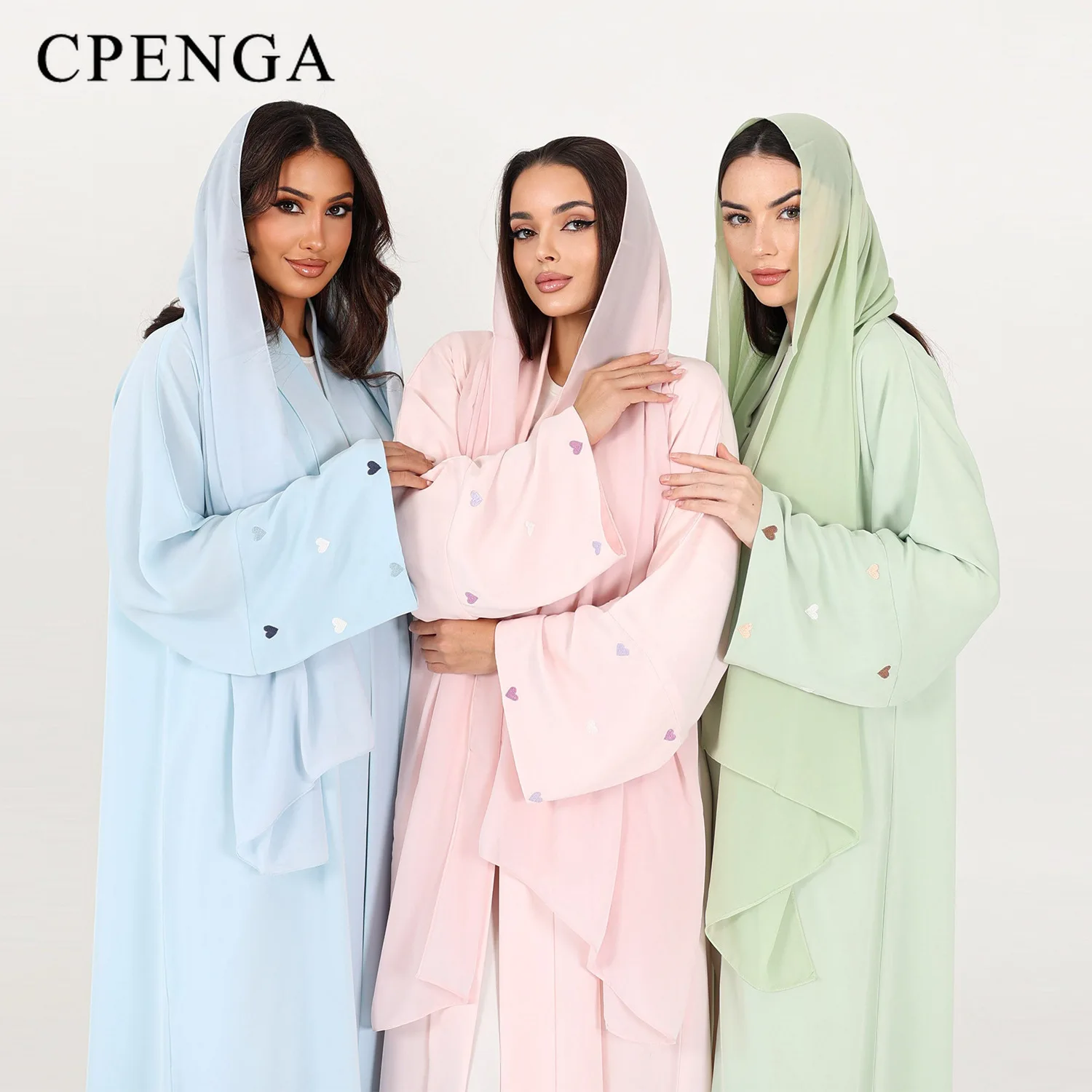 

Heart Embroidery Dubai Hijab Abaya Dress Elegant Muslim Women Modest Cardigan Islamic Vacation Outfit 2025 Moroccan Kaftan Robe