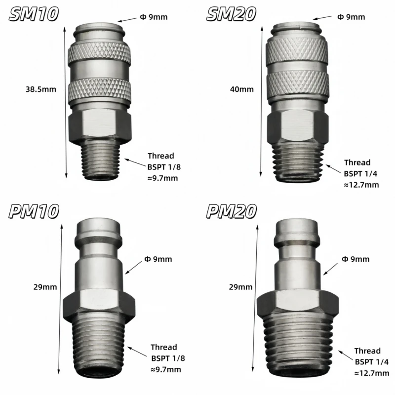 Mini European Self-locking Connector Air Hose Fittings Coupling Compressor Accessories Quick Release European Standard Connector