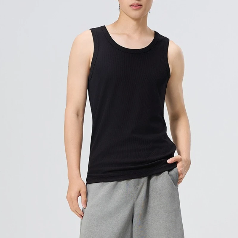 Vest Men's Summer Gift Box Elastic Threaded Sleeveless T-shirt White Heavy Sweat-absorbing Breathable Vest