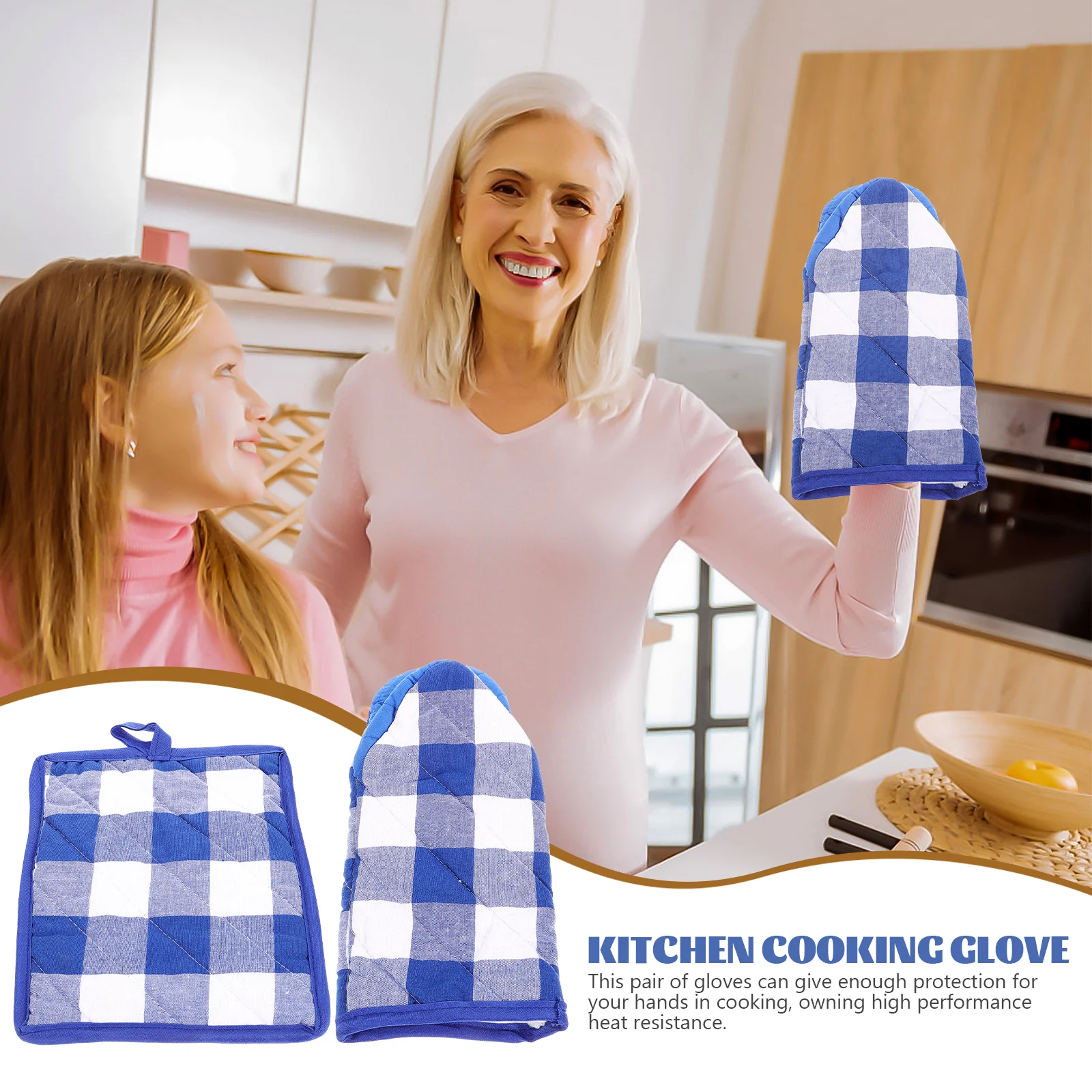 

1 Set Of Anti-Scald Oven Mitts Thickened Cotton Heat Resistant Baking Gloves For Kitchen Cooking Grilling Microwave Pot Holder