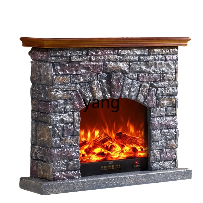 

TGF European retro mantel imitation stone decorative heating fireplace core