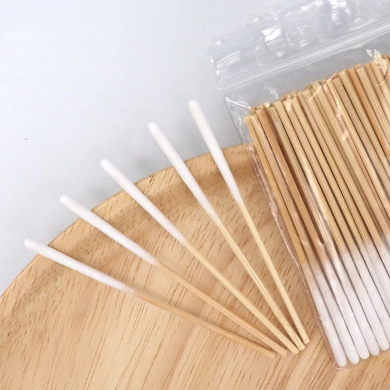 30/60PCS 8CM Disposable Longer Cotton Swab Brush Lint Free Micro Brushes Wood Cotton Cotton Swab Brush Make Up Brushes