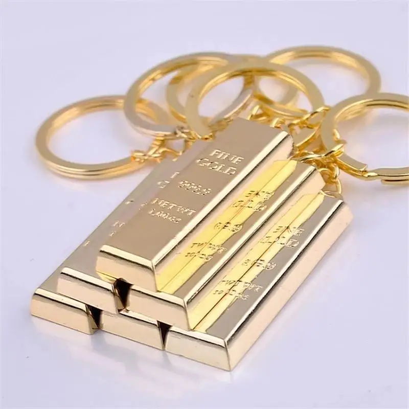 Simple Simulation Gold Bar Metal Keychain Creative Keyring Handbag Pendant Accessories for Women Car Key Holder Charms Gifts