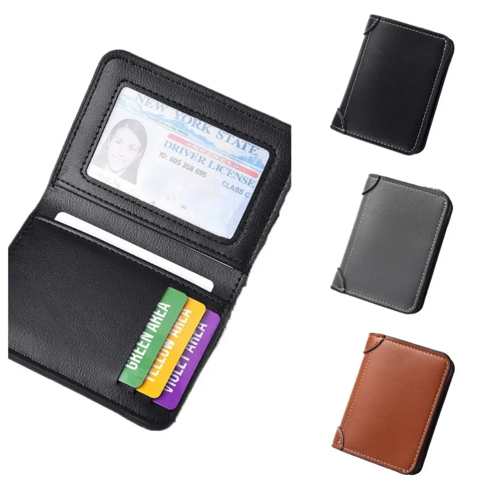 

Vintage Thin Men Short Wallet Foldable Wallet Card Bag Business Clutch Bag Slim Large Capacity PU Leather Card Holder Men