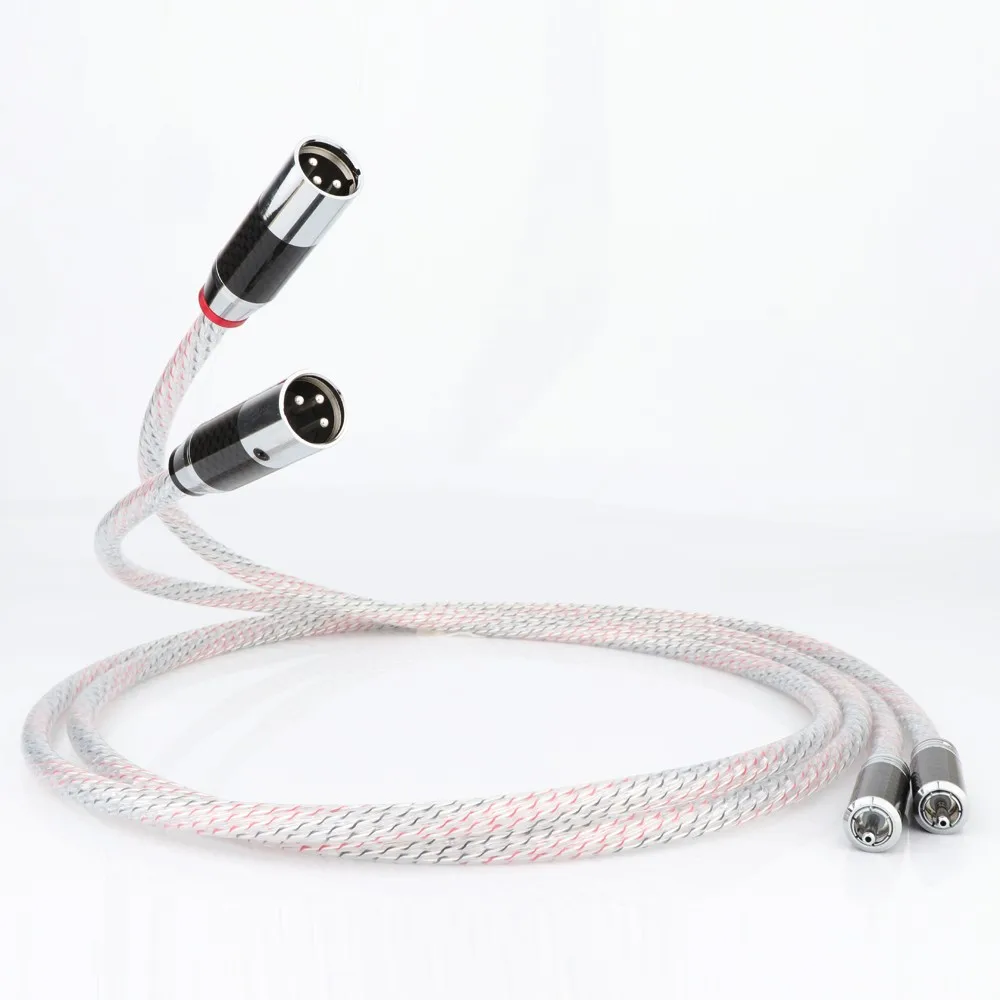 

Pair 7N OCC Silver Plated XLR TO XLR Cable RCA Cable Amplifier CD Audio interconnection Cable With Carbon Fiber Plug