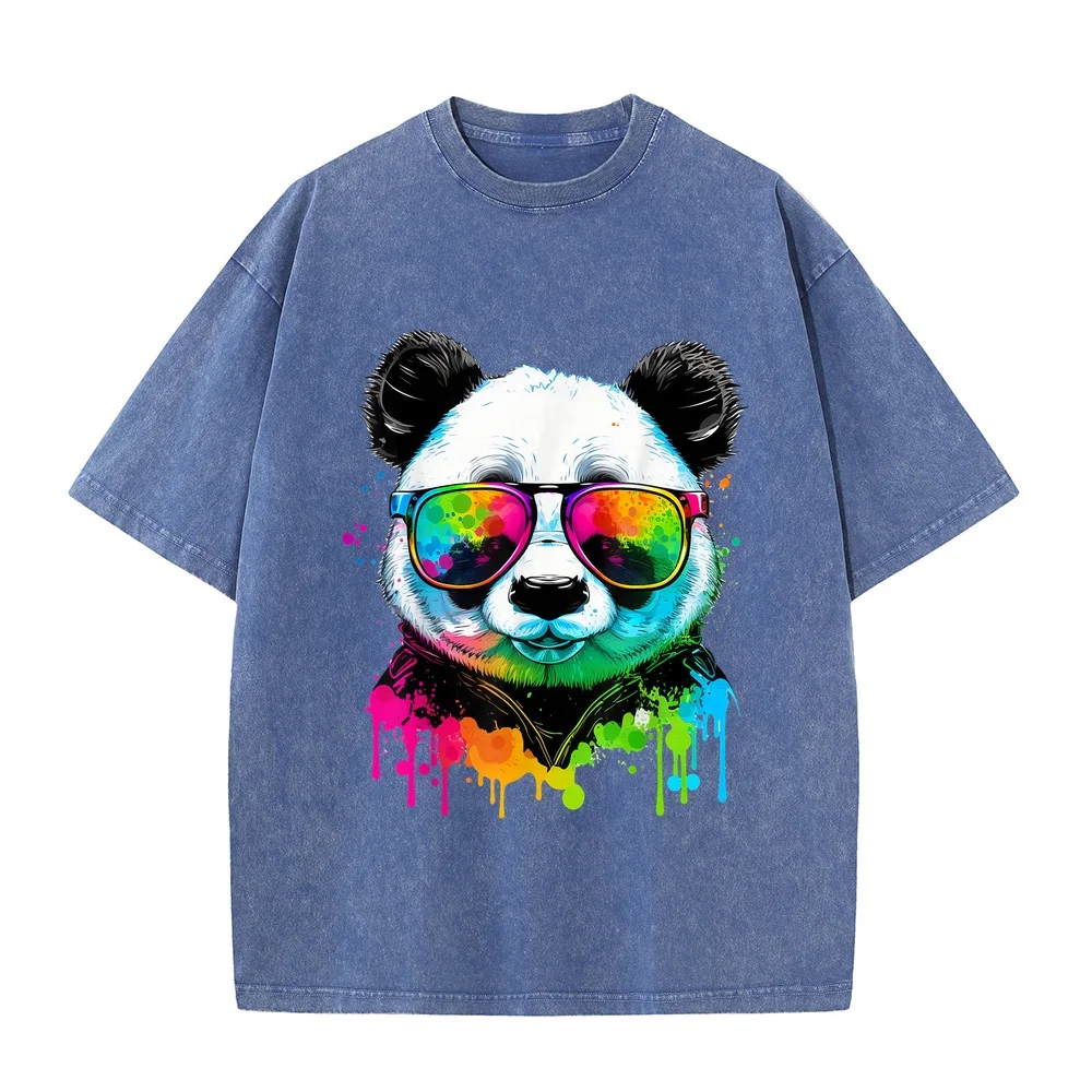 Cute Panda Lover Animal on T-Shirt Футболка T Shirts Męski Ofertas Printed Short Sleeve Women Print Round Cotton Shirt Summer