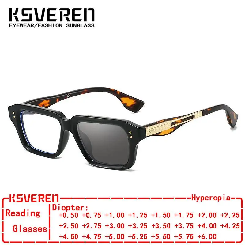 

Square Photochromic Reading Glasses Men Women Trendy Finished Presbyopic Eyeglasses Clear Lens Prescription Optical Glasses