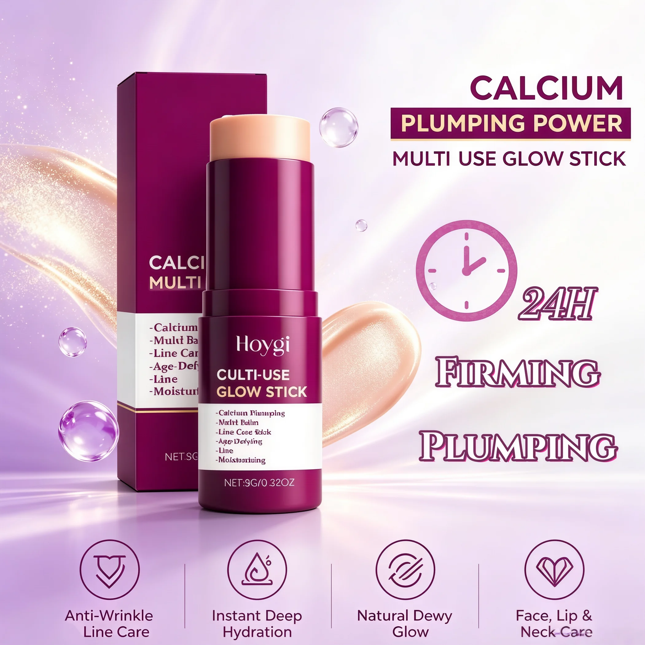 Calcium Multi Balm Stick Moisturizing & Anti-Wrinkle Stick for Eye Neck & Face Firming Sagging Skin Deep Hydration Nourishing Skin Care Neck Cream Eye Cream Balm Travel Friendly On the Go Moisturizer