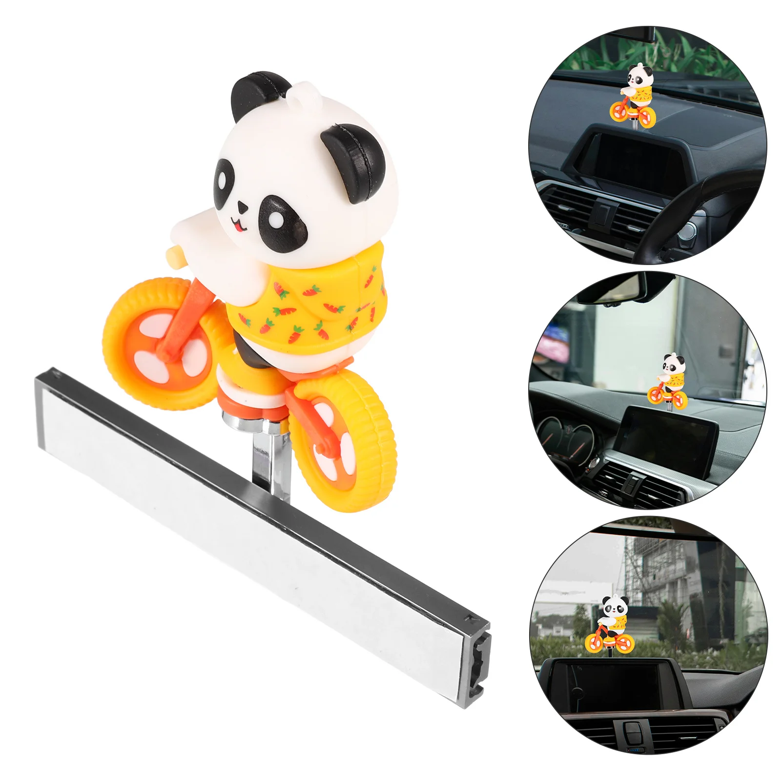 

Cute Panda on Bike Car Dashboard Decoration Adorable Interior Ornament Dynamic Movement Easy Install Unique Accessory for Women