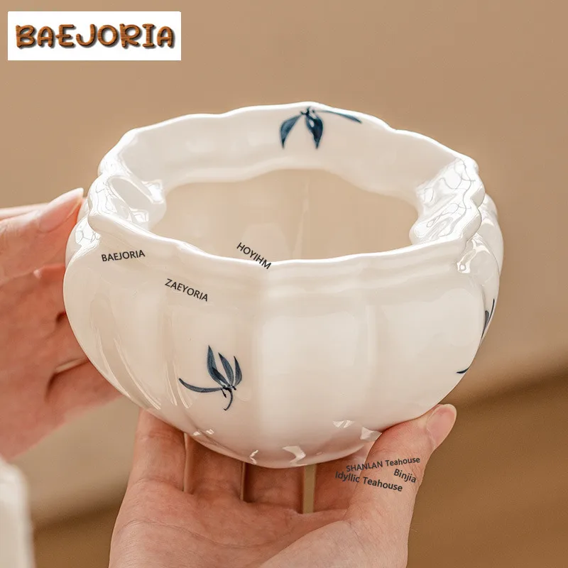 BAEJORIA Hand Drawn Butterfly Orchid Tea Washing Boutique Ceramics Jianshui Vintage Tea Washing Basin Chaxi Equipment Craft