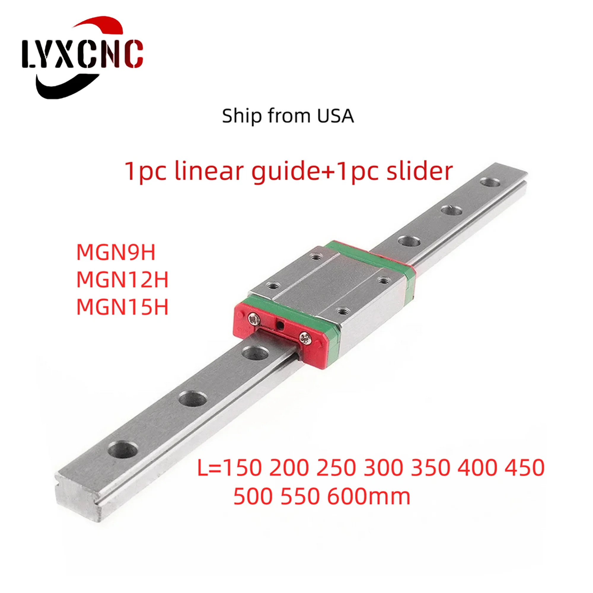 MGN9H MGN12H MGN15H Length from 150mm to 600mm miniature linear guide rail slide carriage For 3D Printer Frame X Y Z Axis