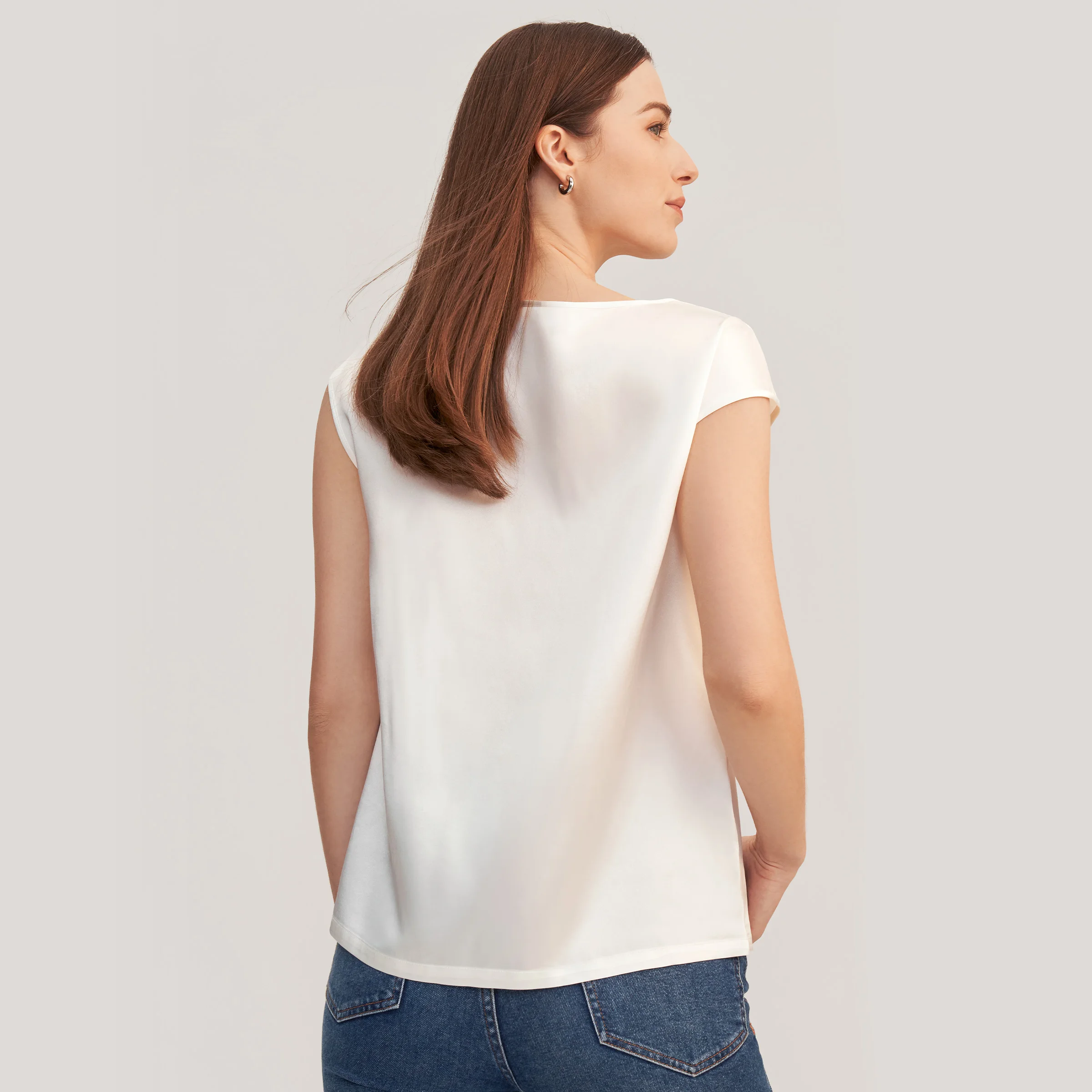 LILYSILK Women's Basic Cap Sleeves Silk Tee Ladies Relaxed Fit Round Neck Top for Everyday Wear