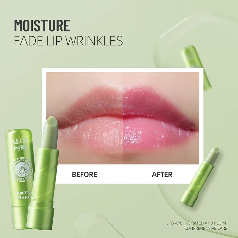 12Pcs/Lot Aloe Vera Moisturizing Lip Balm Color Changing Lipstick Long Lasting Nutritious Lip Tinted Lips Care Wholesale