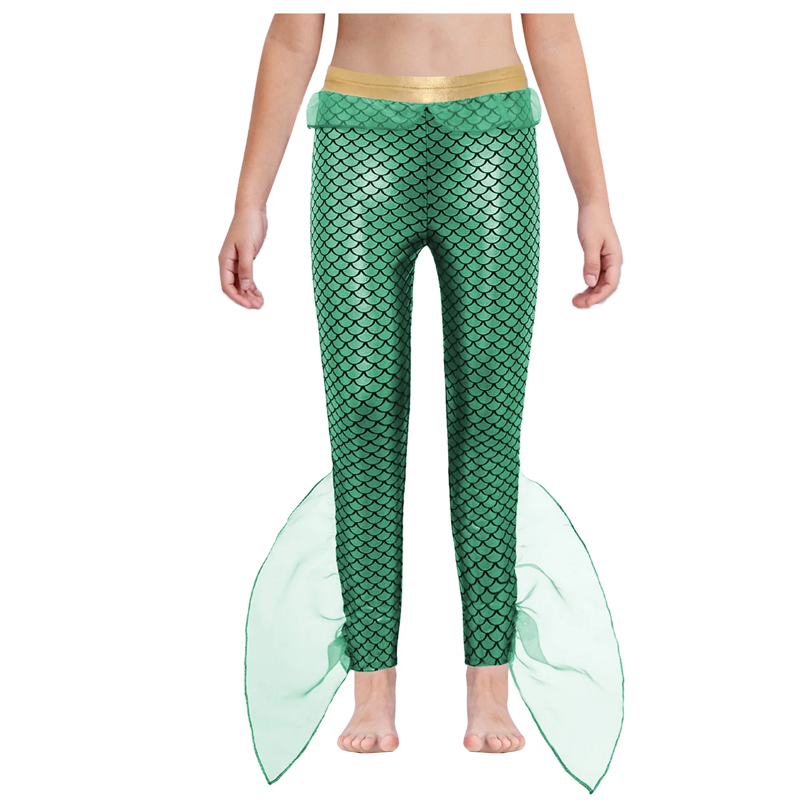 Pantalones de sirena para niñas y niños, disfraz del rey de los mares, pantalones de natación con volantes y estampado de escamas de pescado, ropa de playa, disfraz de Cosplay Rave de Halloween