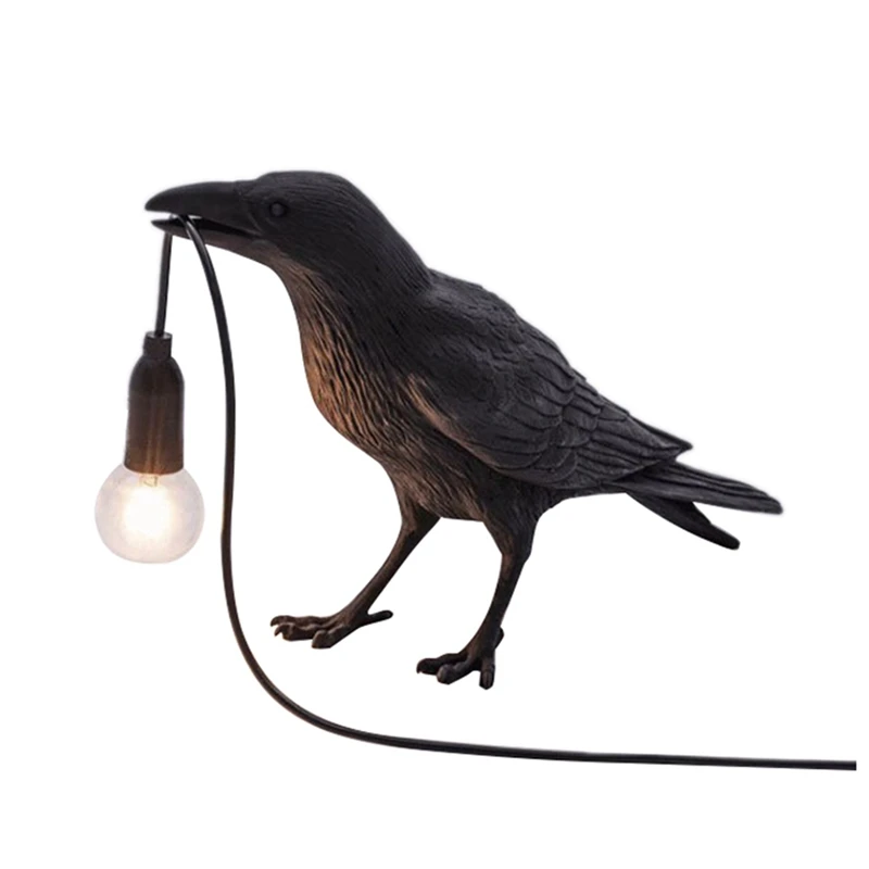 

US Plug, Crow Lamp- Raven Table Lamp With Bulb, Raven Decor For Bedside Bedroom Living Room Decoration