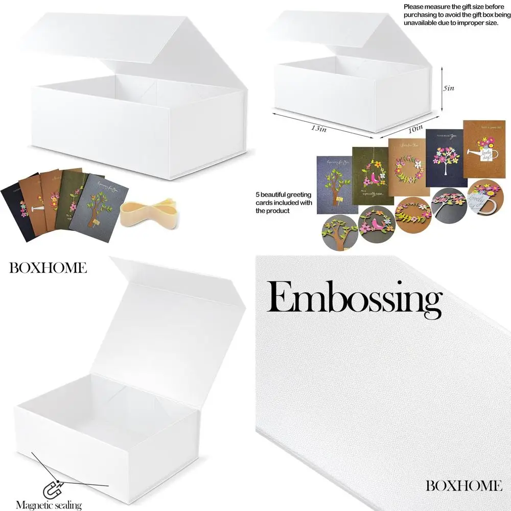 

Большие белые подарочные коробки с магнитными крышками, 13x10x5 дюймов, для подарков подружкам невесты, включают открытку и ленту