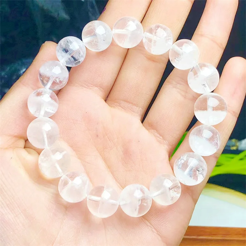 Natural Black Garden Quartz Bracelet Women Lucky Crystal Clear Round Beads Strand Bangles Healing Jewelry Gift  8/10/12mm