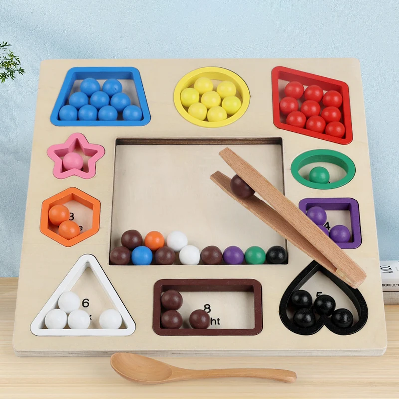 Regenboog Houten Kraal Knippen Spel Kleur Sorteren Baby Montessori Educatief Wiskunde Speelgoed Cadeau Fijne Motoriek voor Kinderen