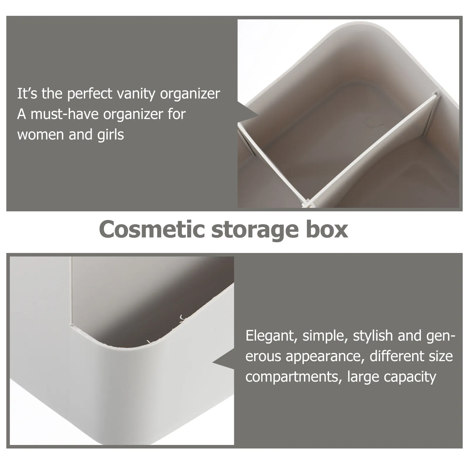 Cosmetics Storage Organizer Makeup Tray Multiple Size Sections Organize Lipstick Gloss Brushes Efficiently Desk Friendly Vanity