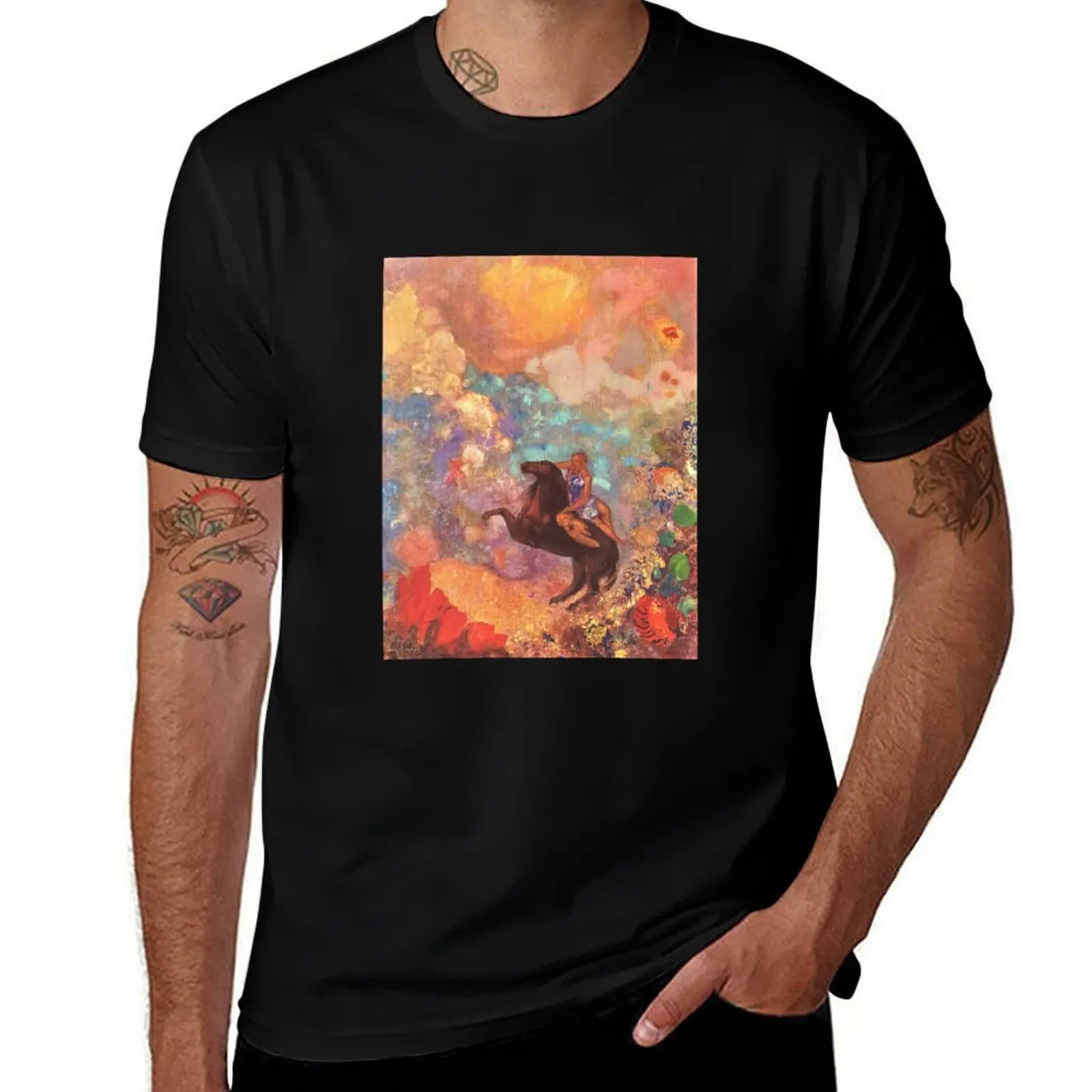 

HD The Muse on Pegasus, by Odilon RedonThe Muse on Pegasus (1900) High Definition T-Shirt t shirts for man graphic funny T-Shirt