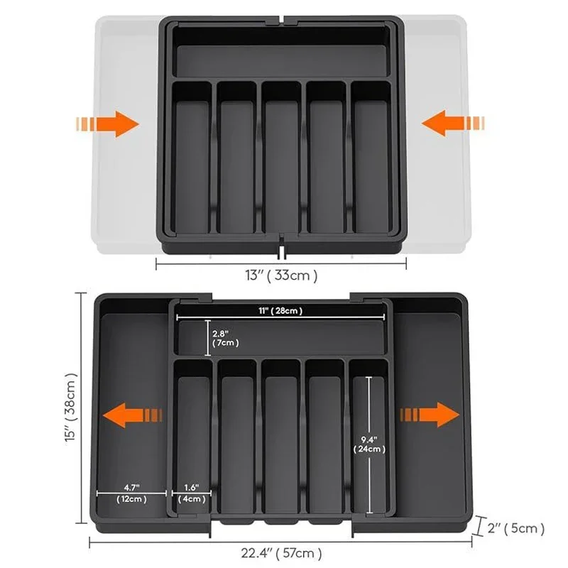 

Expandable Silverware Drawer Organizer Adjustable Utensil Tray Plastic Cutlery Holder for Kitchen Spoons Forks Knives Storage