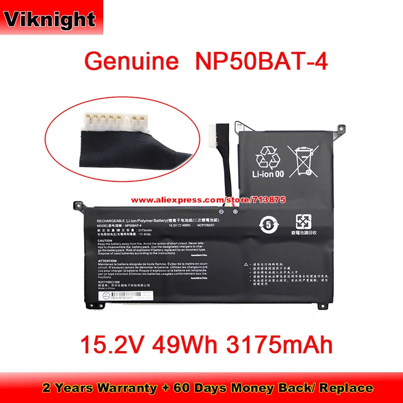 bateria genuina np50bat4 4icp7 60 57 152v 49wh 3175mah para clevo xmg focus jiangxin x15 thunderobot 911 series 911m 107508 g 01