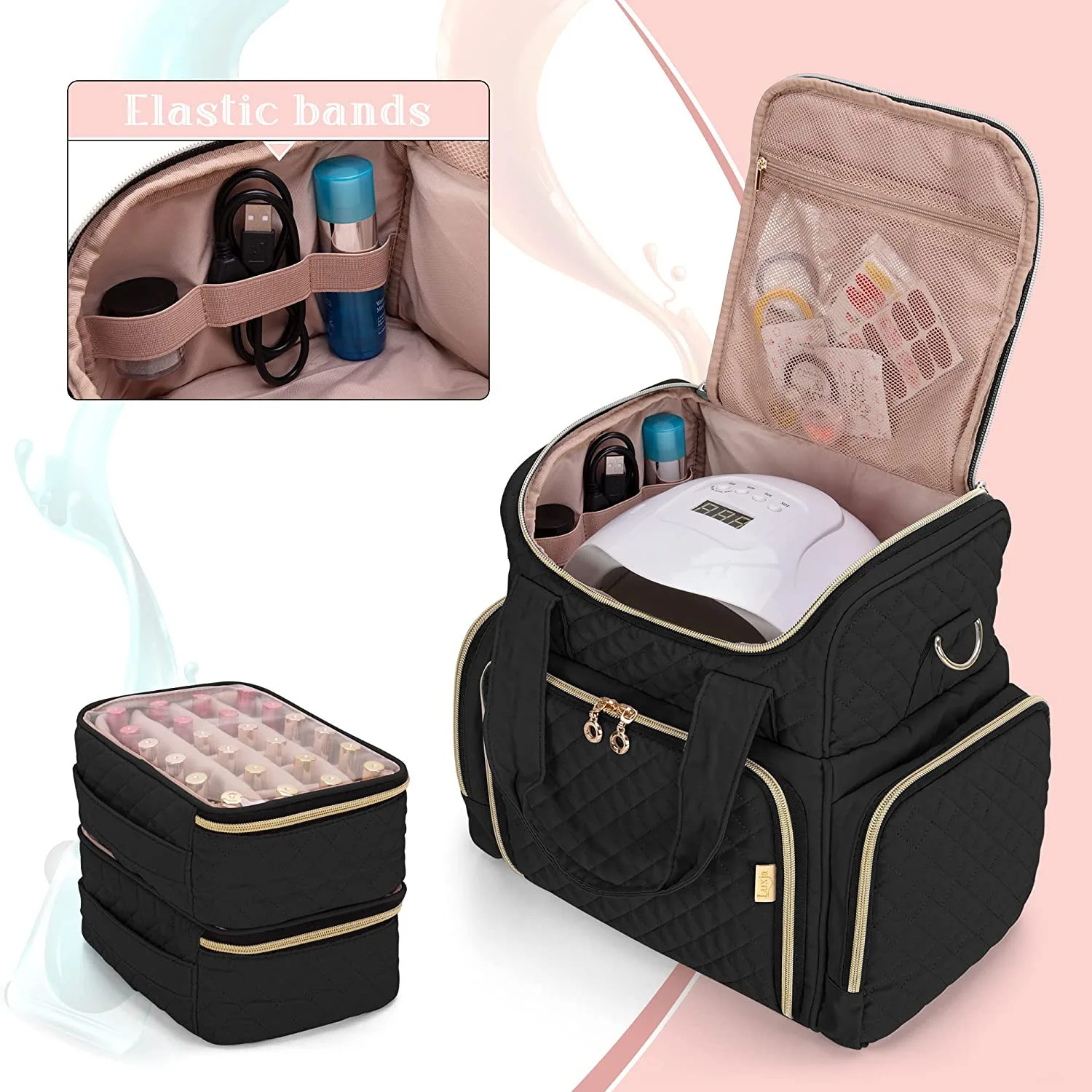 Imagem -02 - Maquiagem Bonita Storage Bolsa Bolsas Cosméticos Case Polonês Nail Lamp Grupo Travel Organizer