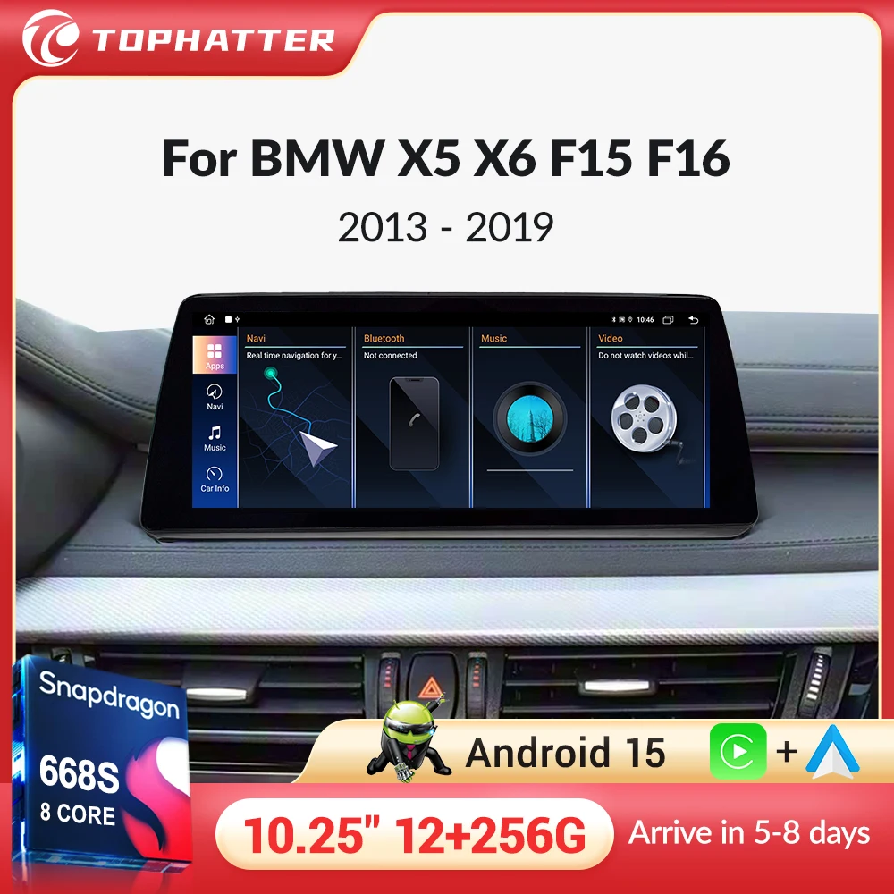 

10.25" ultra-thin For BMW X5 F15 X6 F16 2013-2019 Car Radio Wireless Bluetooth Carplay Head Unit Snapdragon 680 Touch Screen