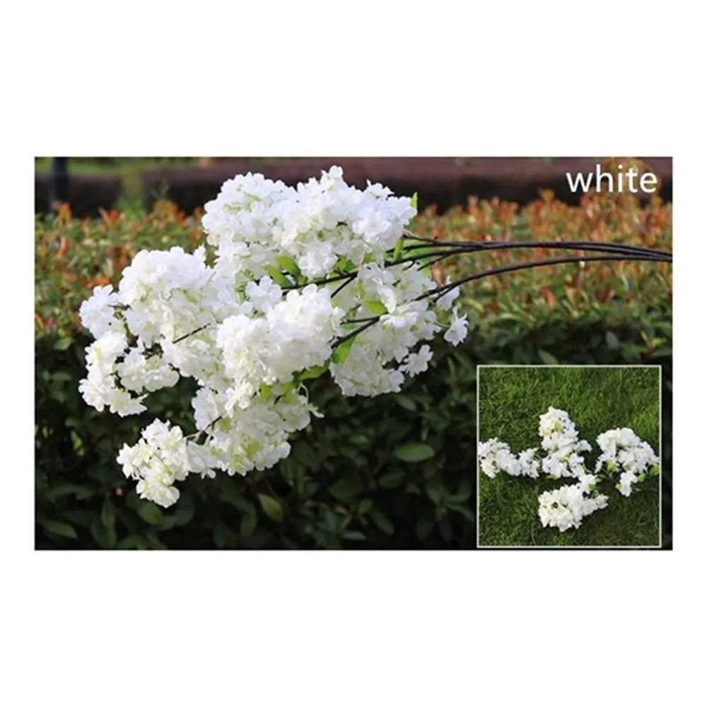 Simulated Cherry Blossom Bouquet, Wedding Party Decoration Home Furnishings, 100cm in Length, Simulated White and Pink