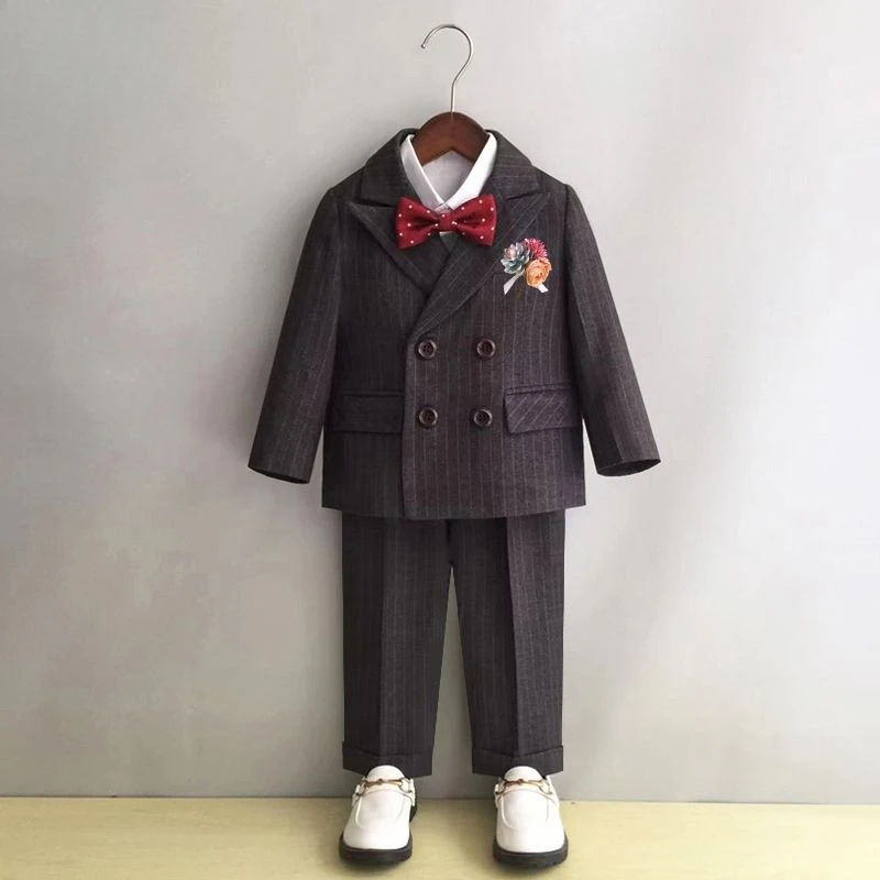 Boys Suit Set Autumn Winter Formal Blazer Outfit Smart Casual Jacket Pants for Kids Wedding Party